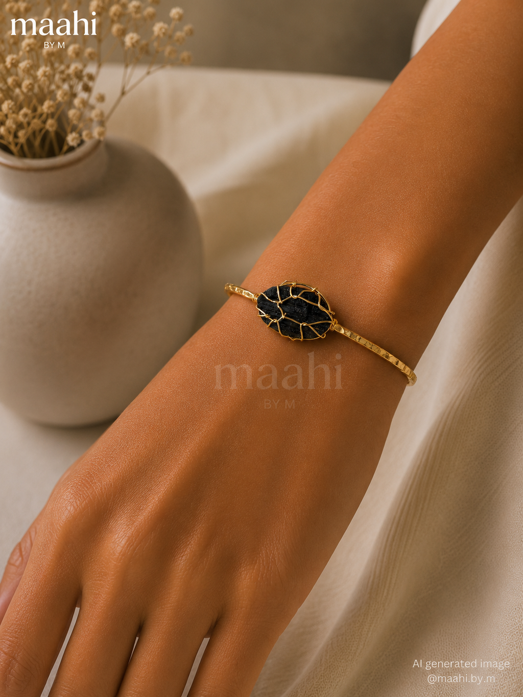 Black Onyx Wire Cuff
