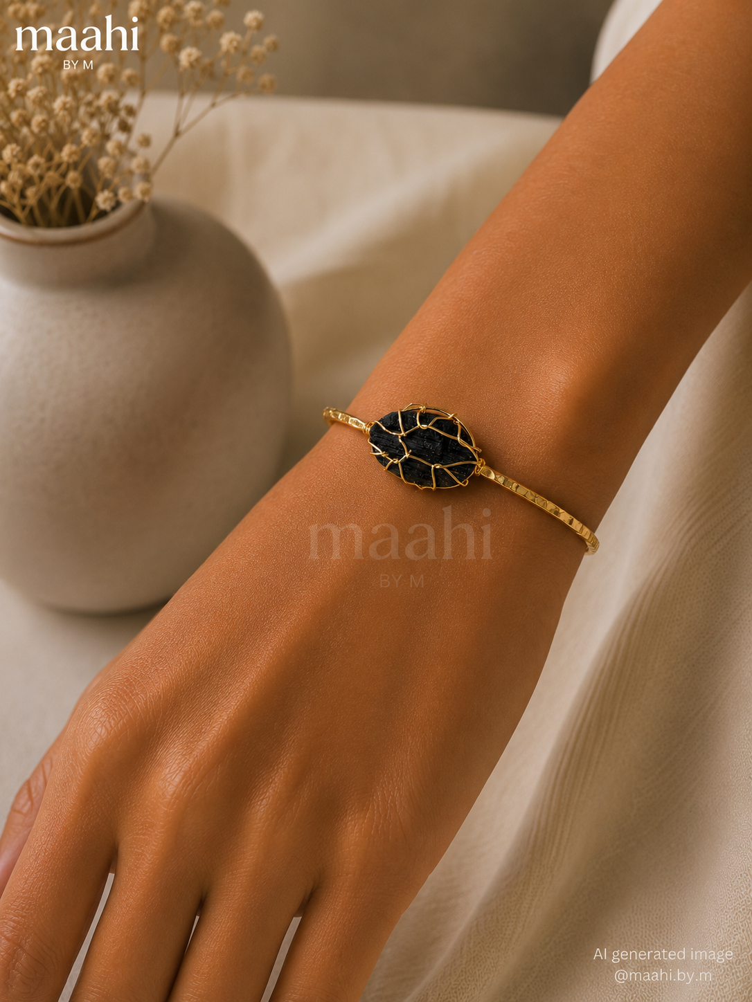 Black Onyx Wire Cuff