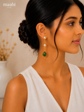 Green Aventurine Pearl String Earring