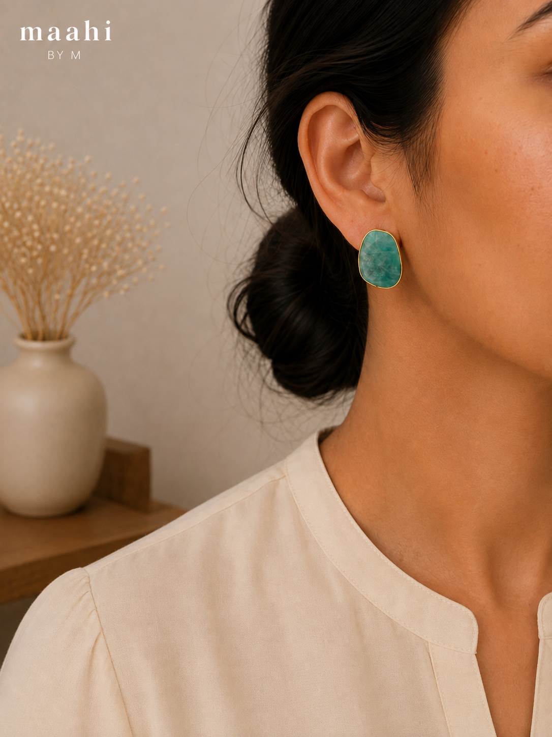 Amazonite Rough Shape Stud