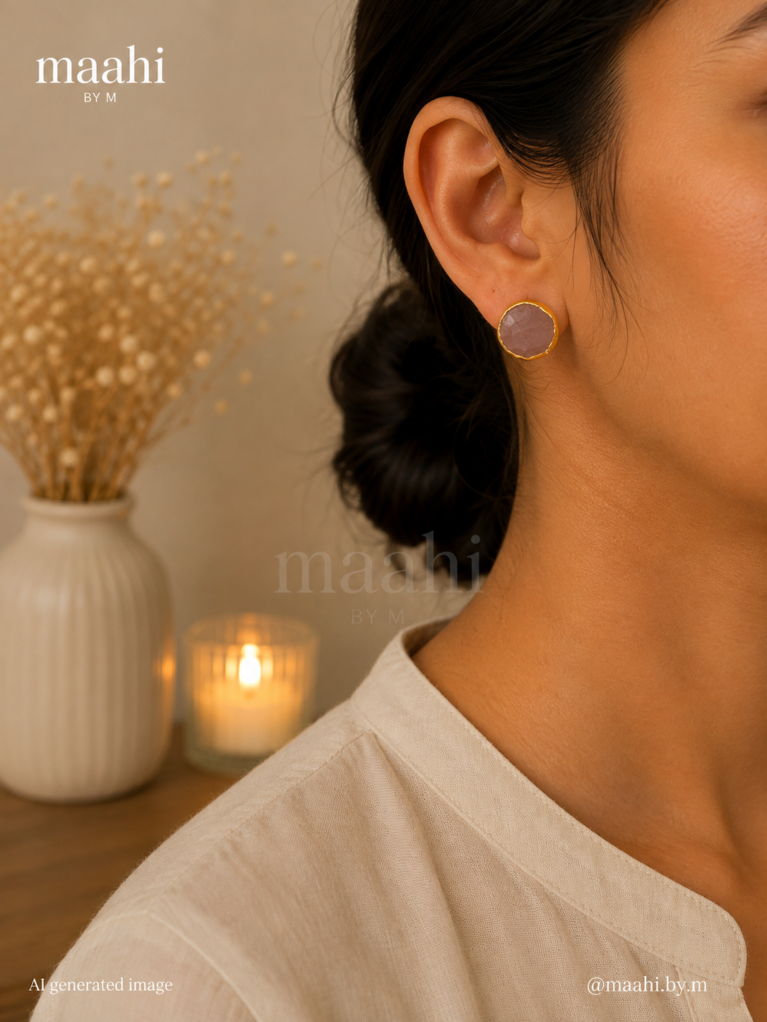 Rose Quartz Circular Studs
