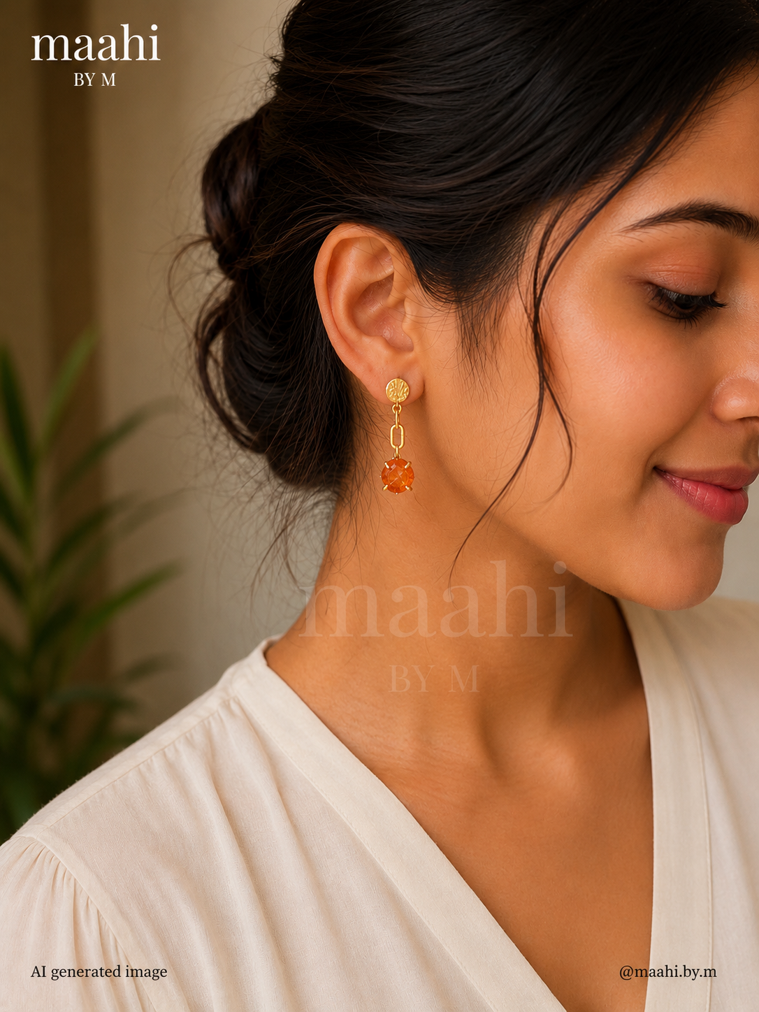 Carnelian Stone Drip Earrings