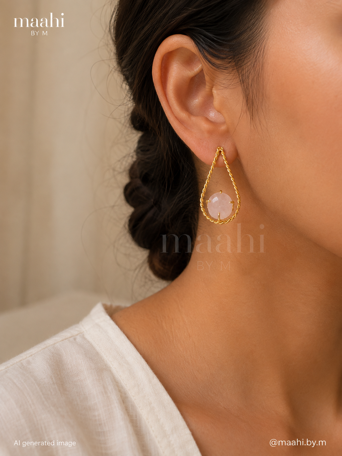 Rose Quartz Tear Drop Earrings