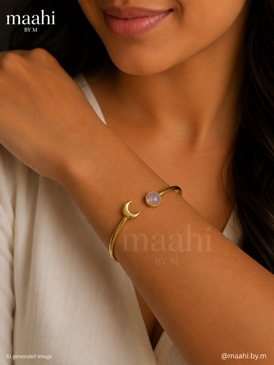 Rose Quartz Moon Cuff