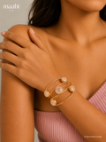Rose Quartz Polished Stone 3 Layer Bracelet