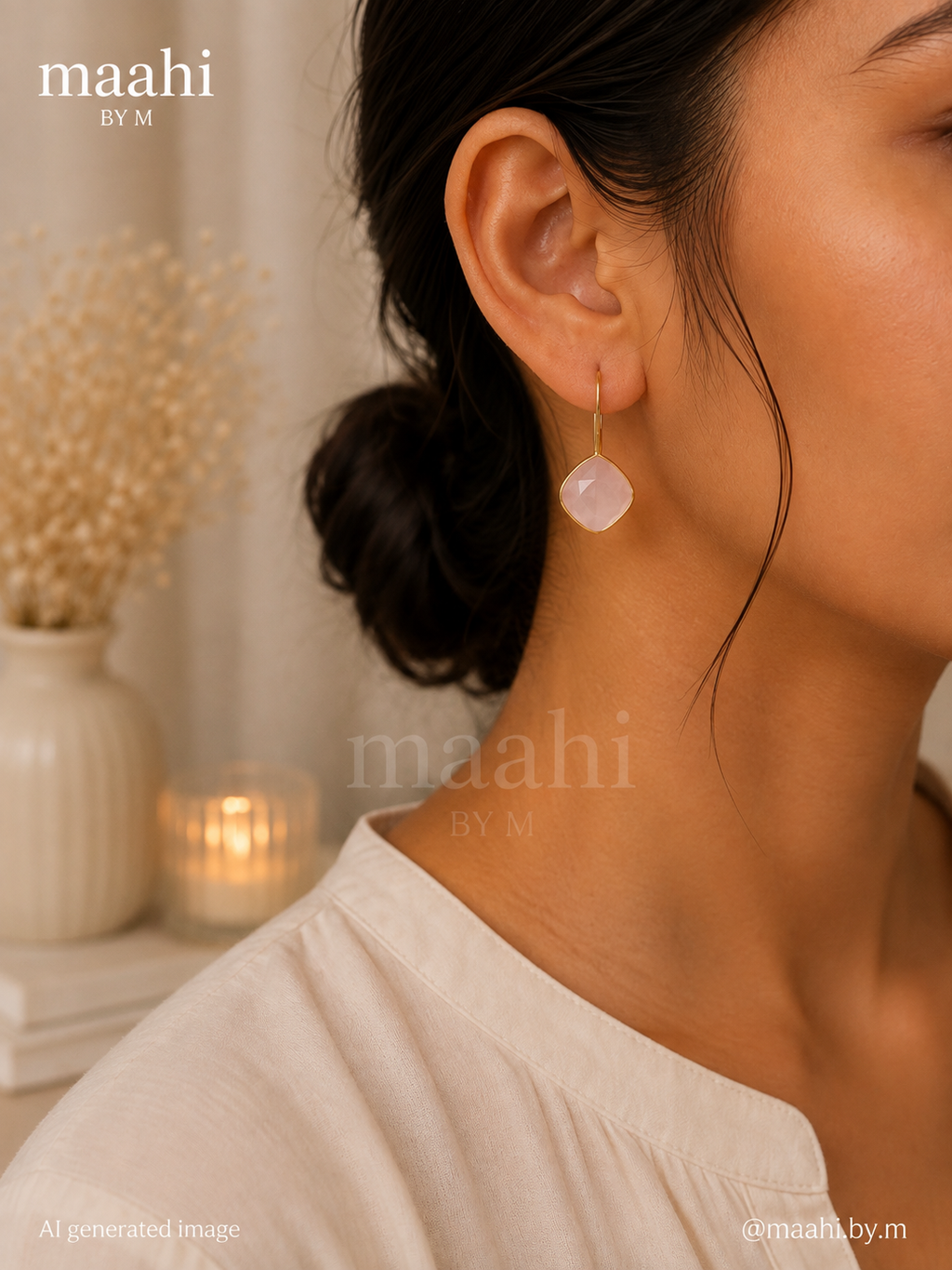 Rose Quartz Danglers