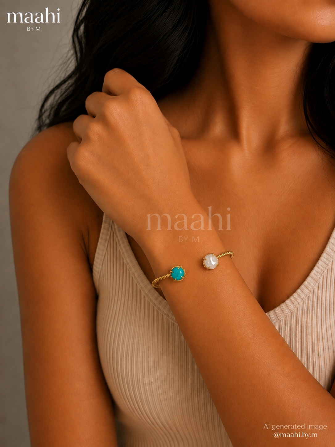 Turquoise Pearl Thread Cuff