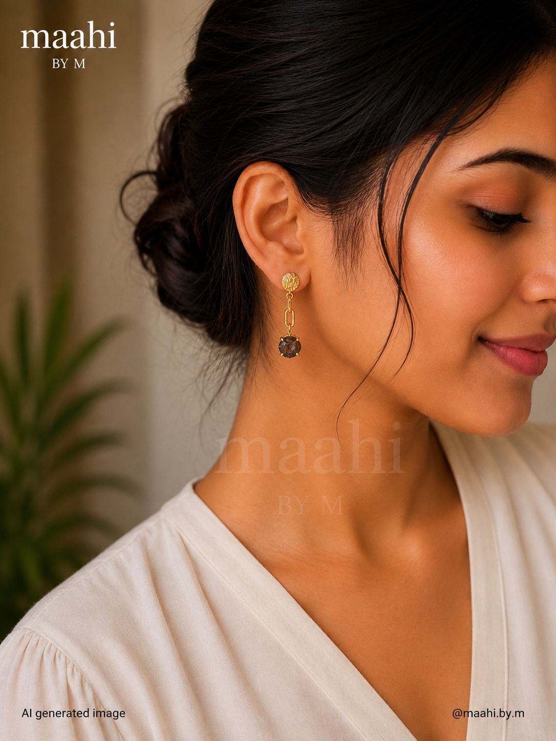 Black Onyx Stone Drip Earrings