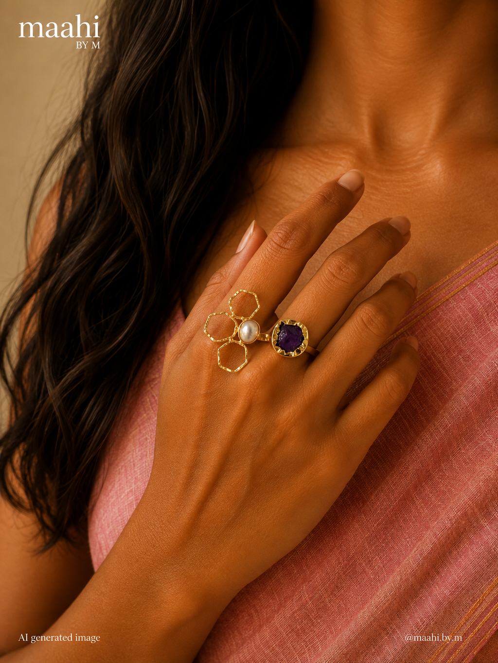 Petal & Pearl Amethyst Ring