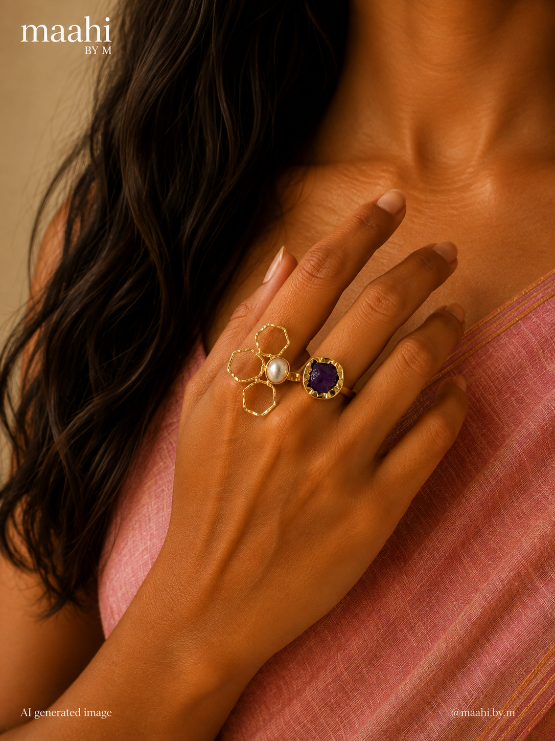 Petal & Pearl Amethyst Ring