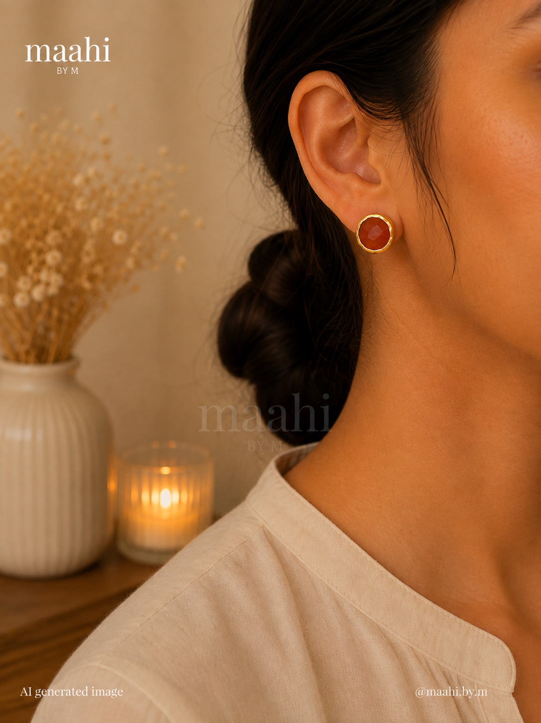 Carnelain Circle Studs