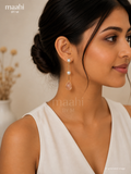 Carnelian Pearl String Earring
