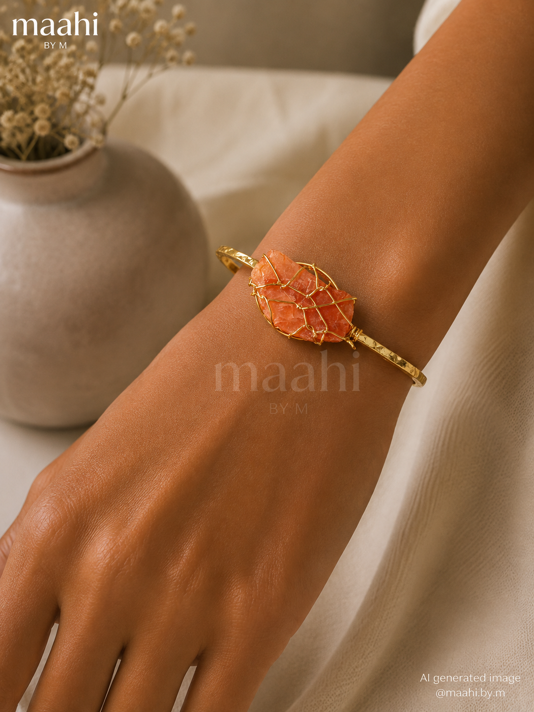 Raw Carnelian Wire Cuff