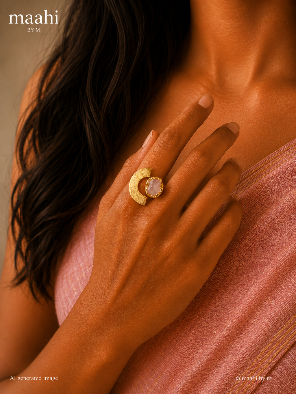 Rose Quartz Eclipse Ring