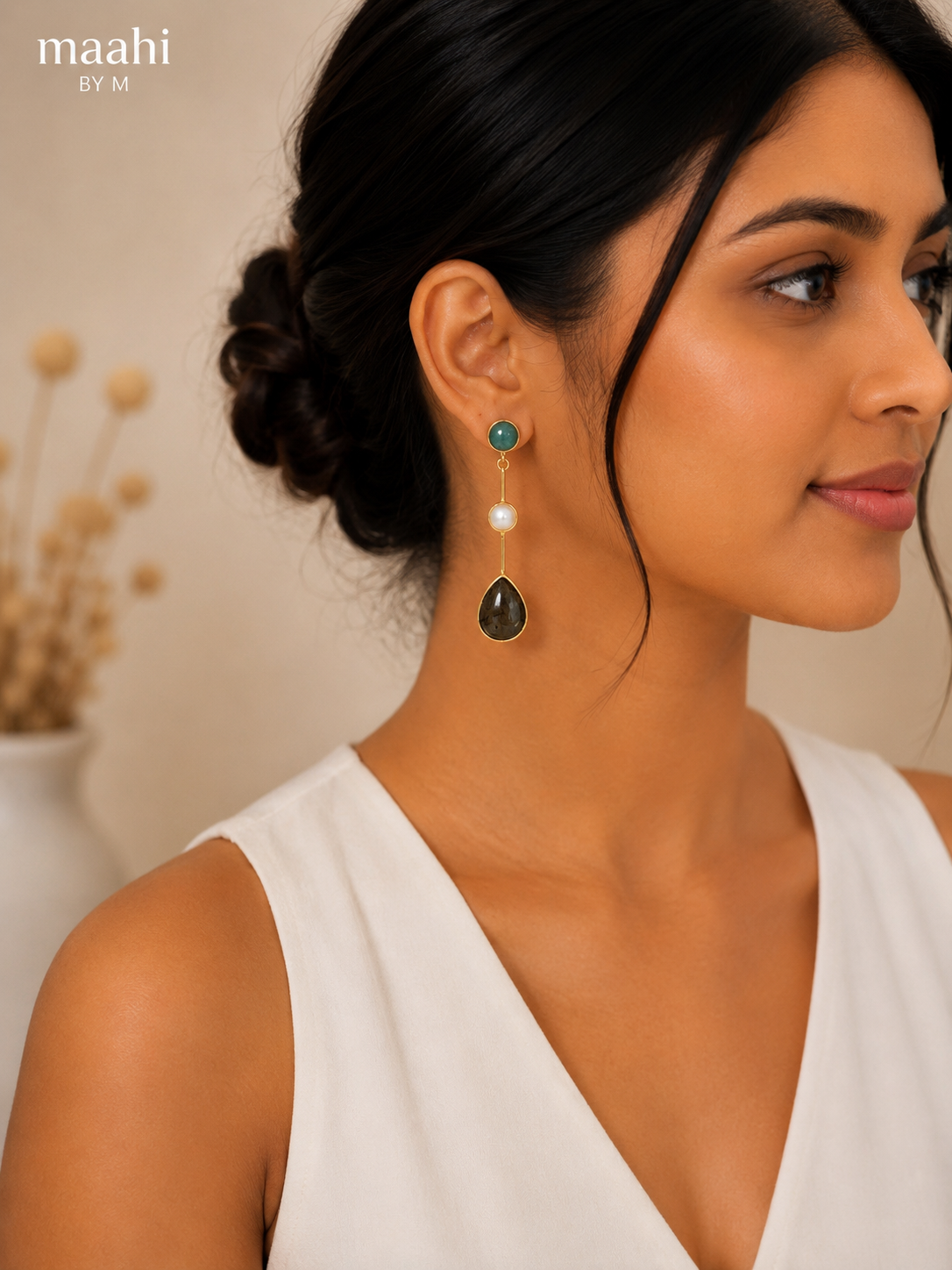 Amazonite Labrodorite String Earring