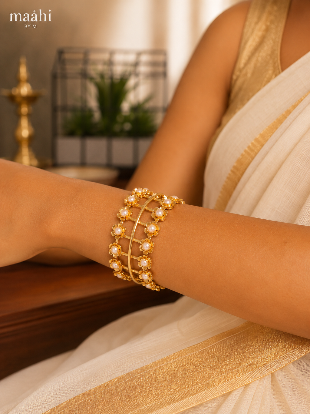 Double Pearl Bangle