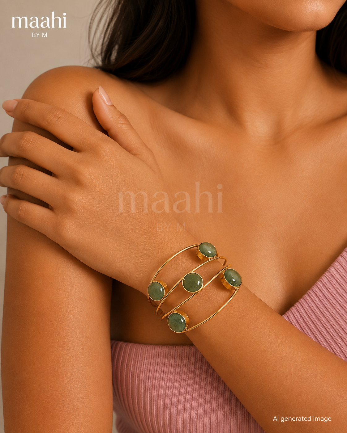 Green Aventurine Polished 3 Layer Bracelet