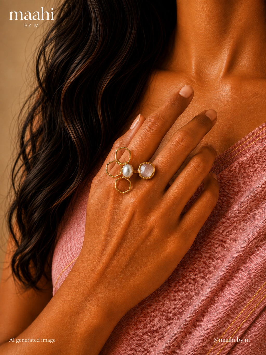 Petal & Pearl Rose Quartz Ring