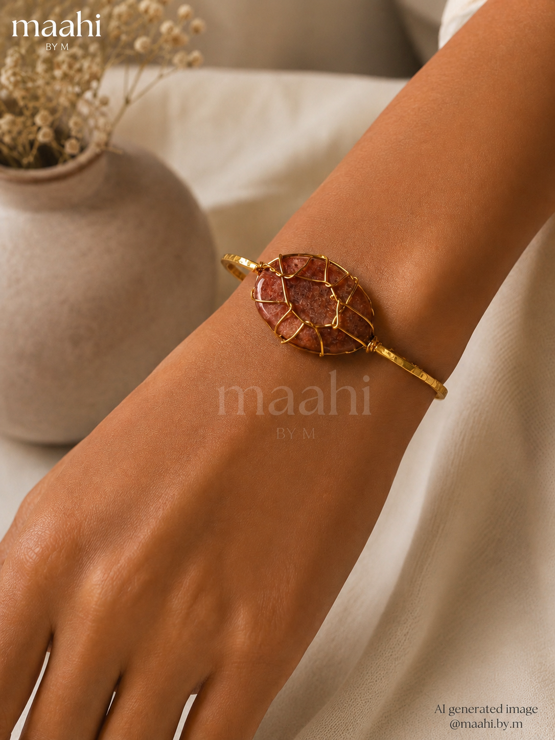 Red Jasper wire cuff