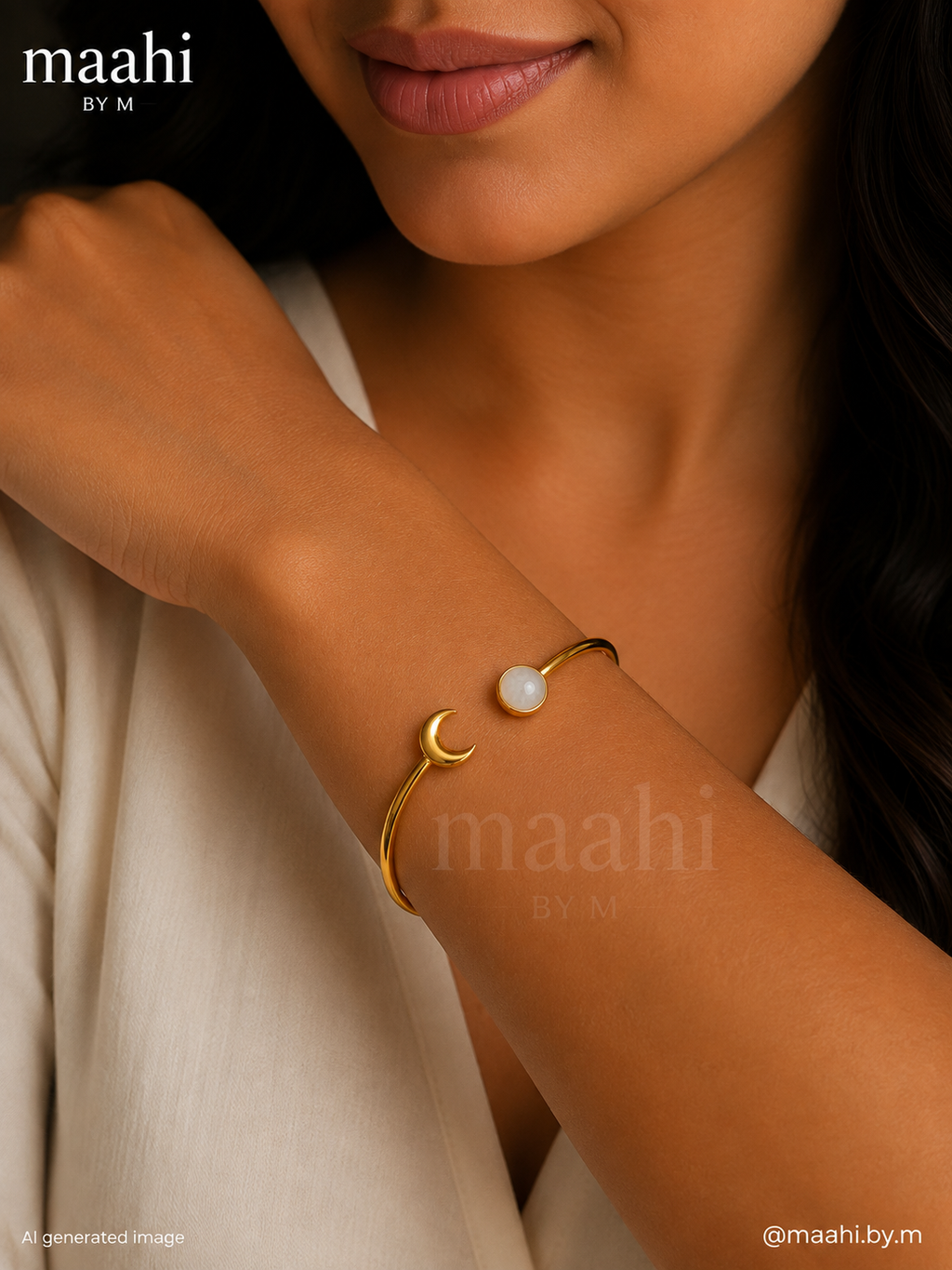 Moonstone Moon Cuff