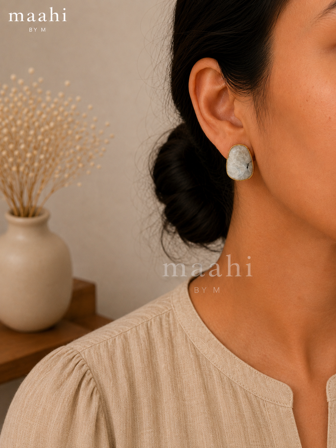 Moonstone Rough Shape Studs