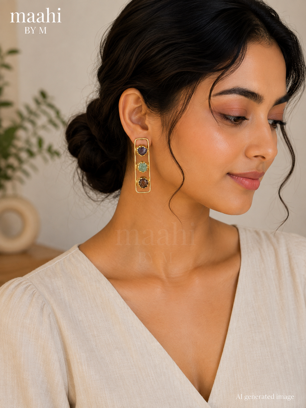 Gemstone Trio Earrings