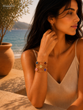 Multicolour Raw stone 3 Layer Bracelet