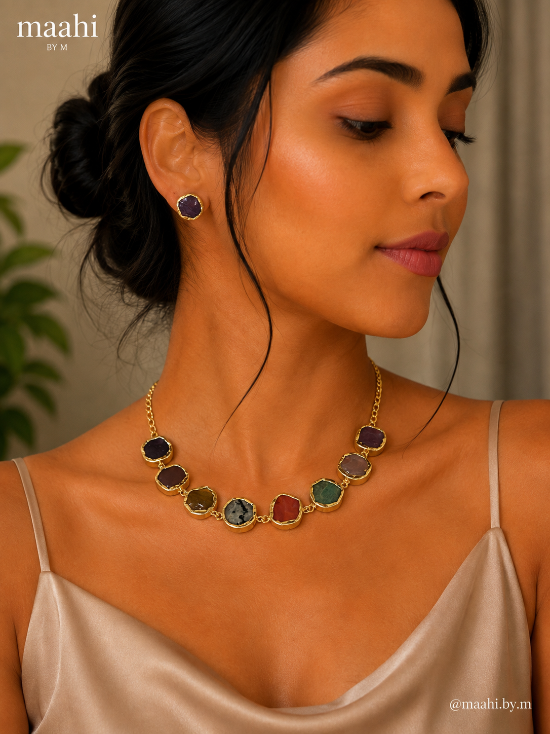 Multicolour Stone Choker Set 3