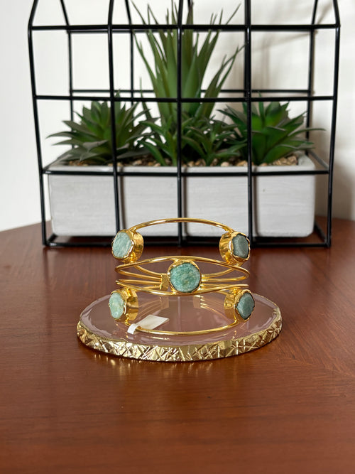 Amazonite Raw stone 3 Layer Bracelet