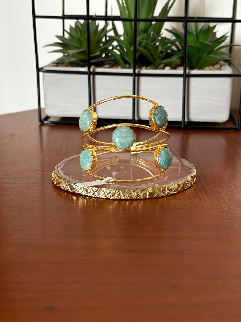 Amazonite Polished Stone 3 Layer Bracelet