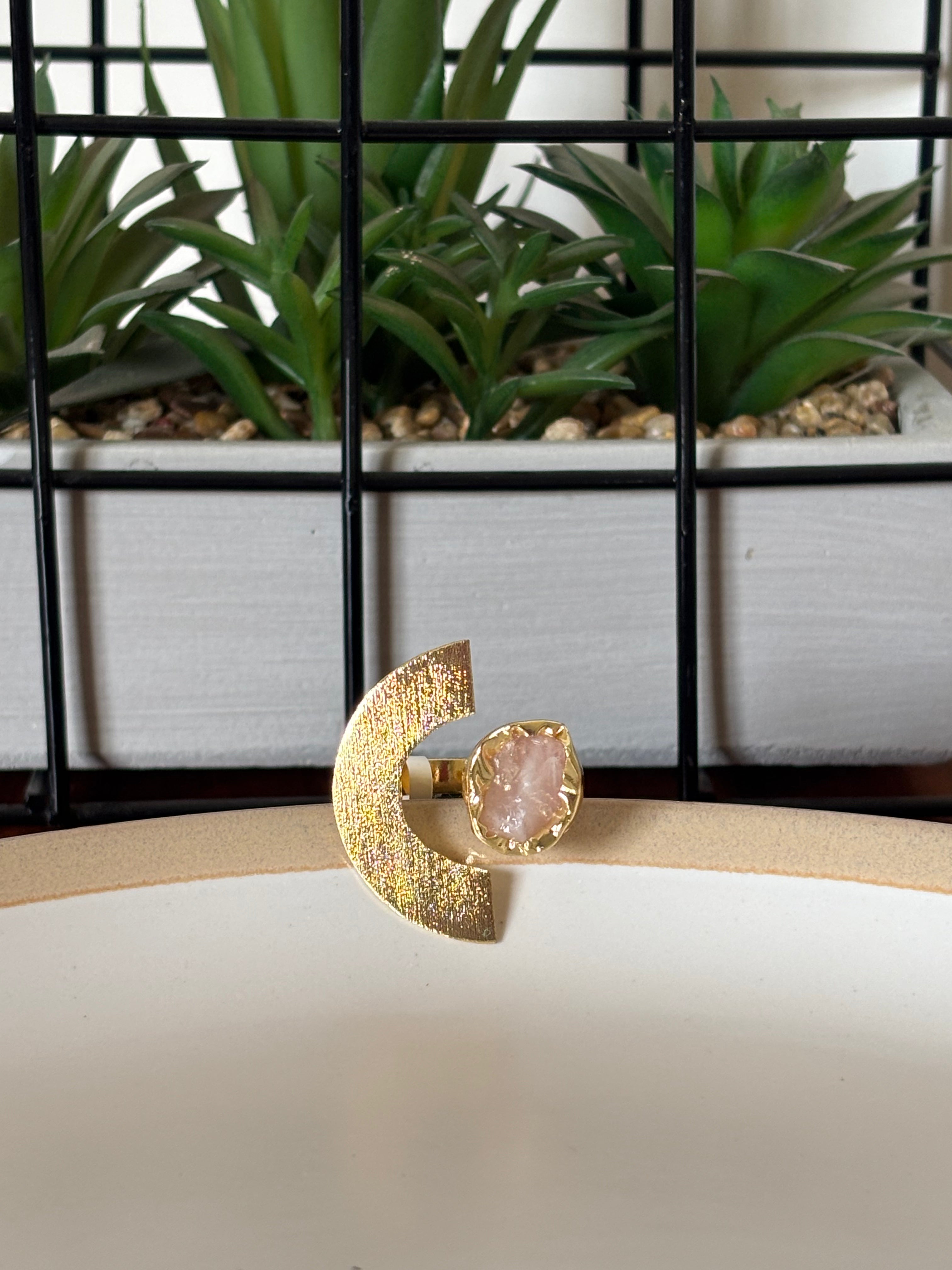 Rose Quartz Eclipse Ring