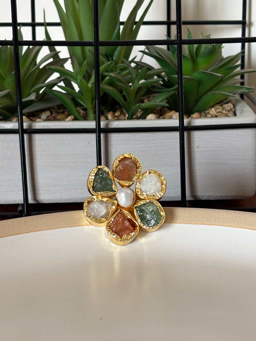 Gemstone Flower Ring