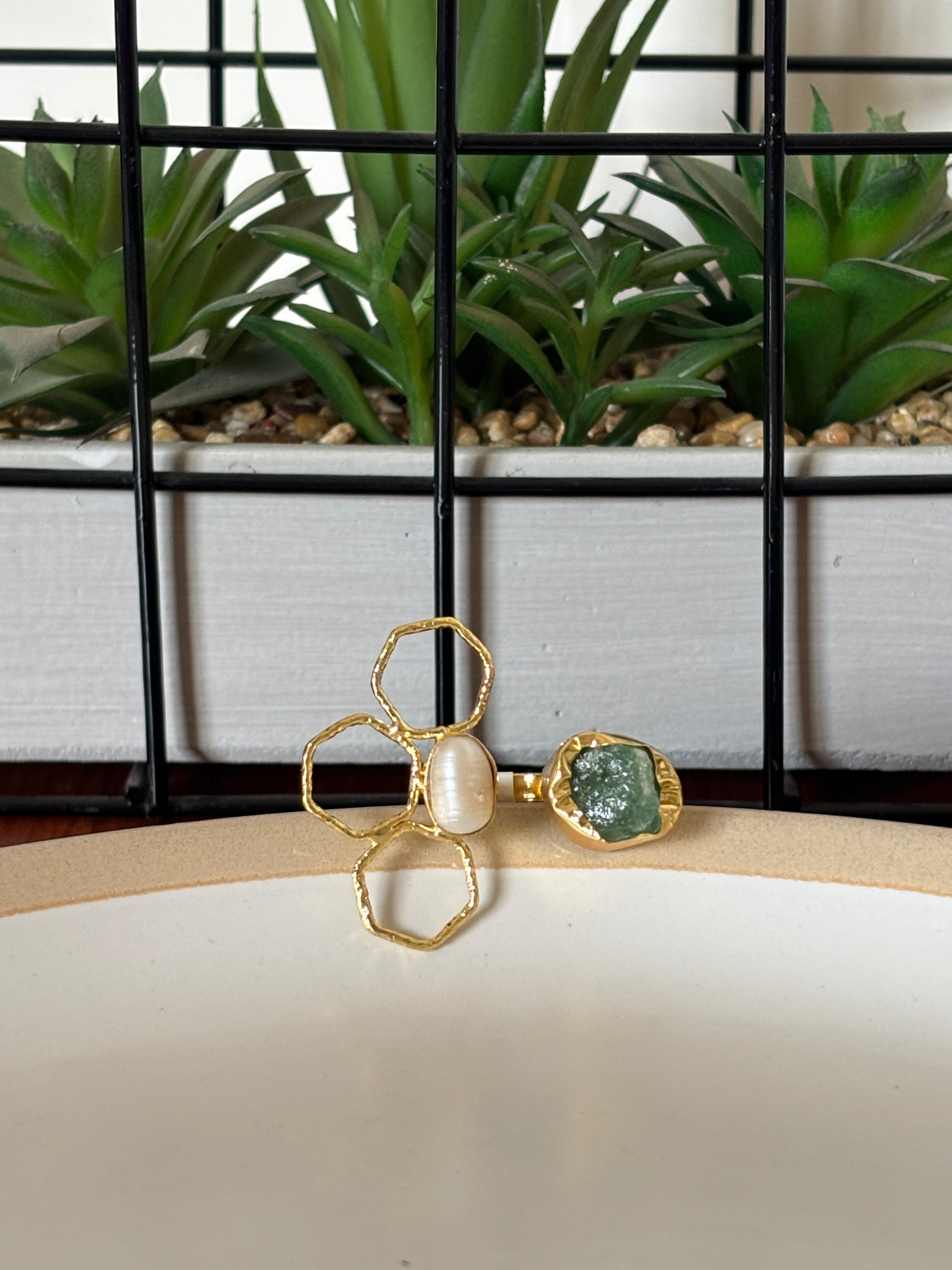 Petal & Pearl Green Aventurine Ring