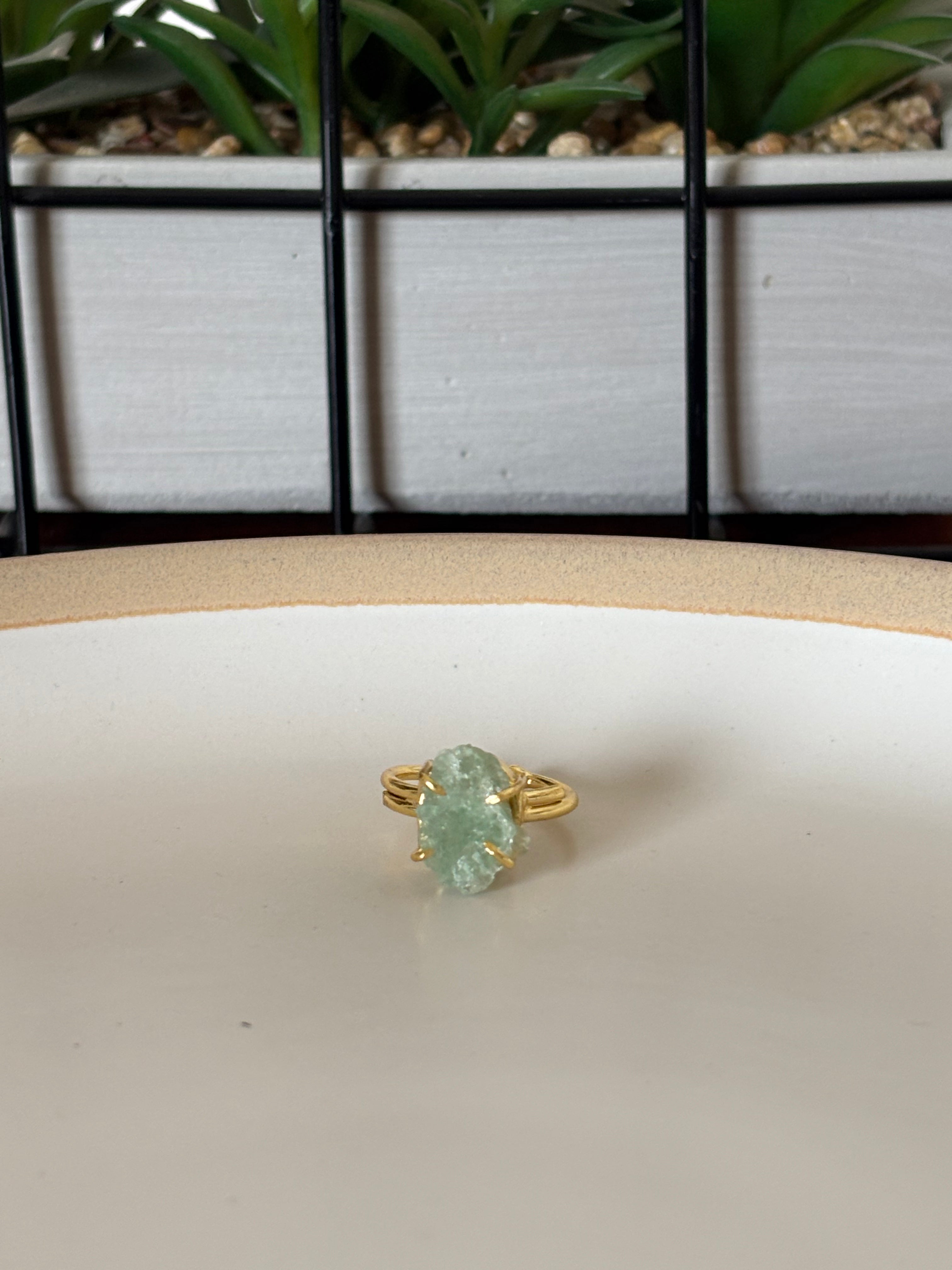 Green Aventurine Raw Stone Ring