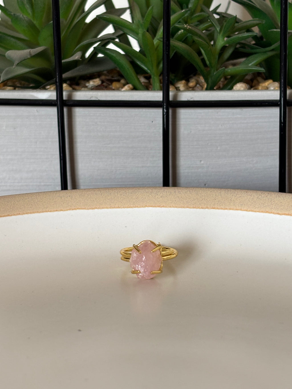 Rose Quartz Raw Stone Ring