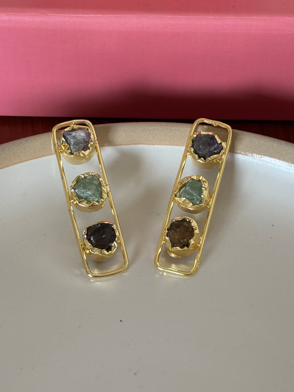 Gemstone Trio Earrings