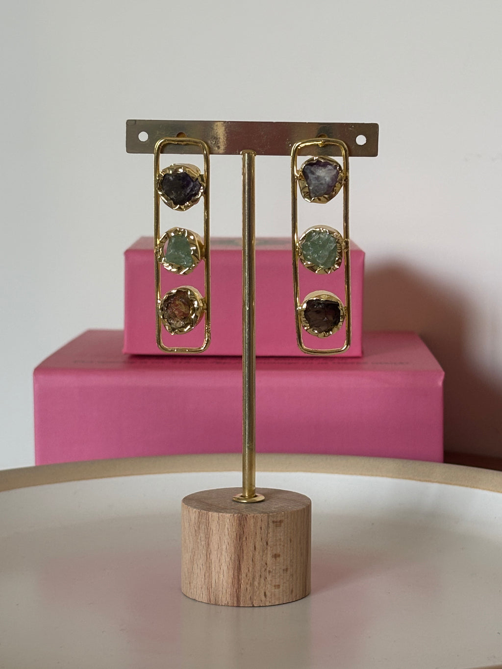 Gemstone Trio Earrings