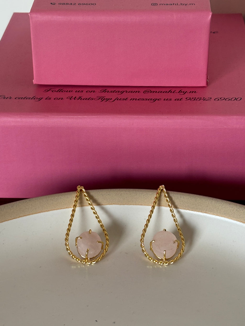 Rose Quartz Tear Drop Earrings