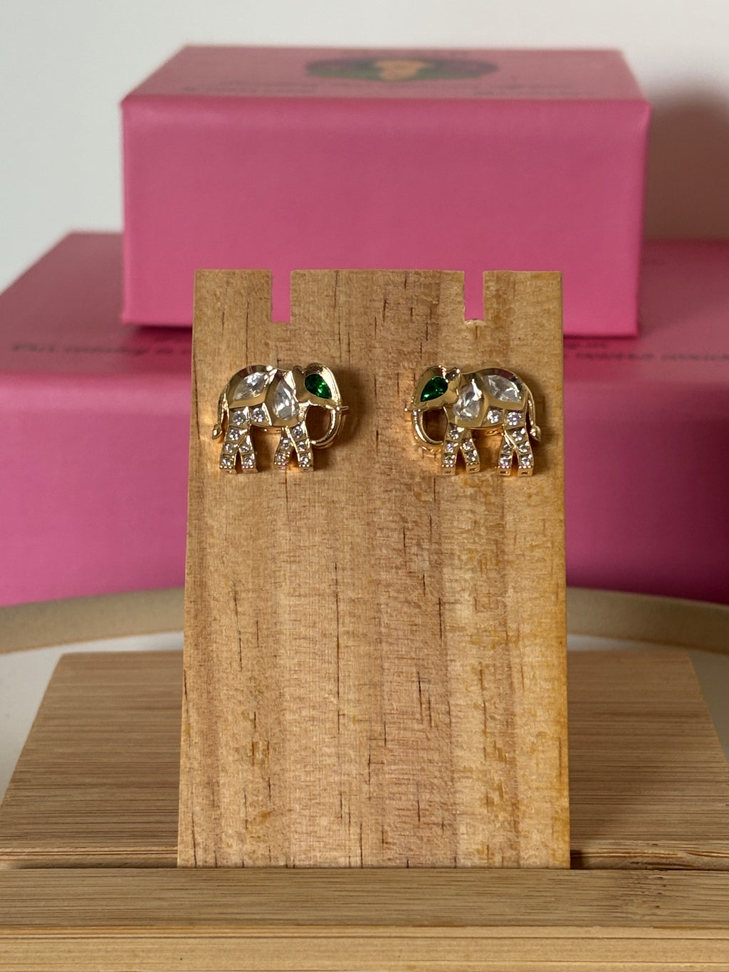 Moissanite Elephant Studs Green