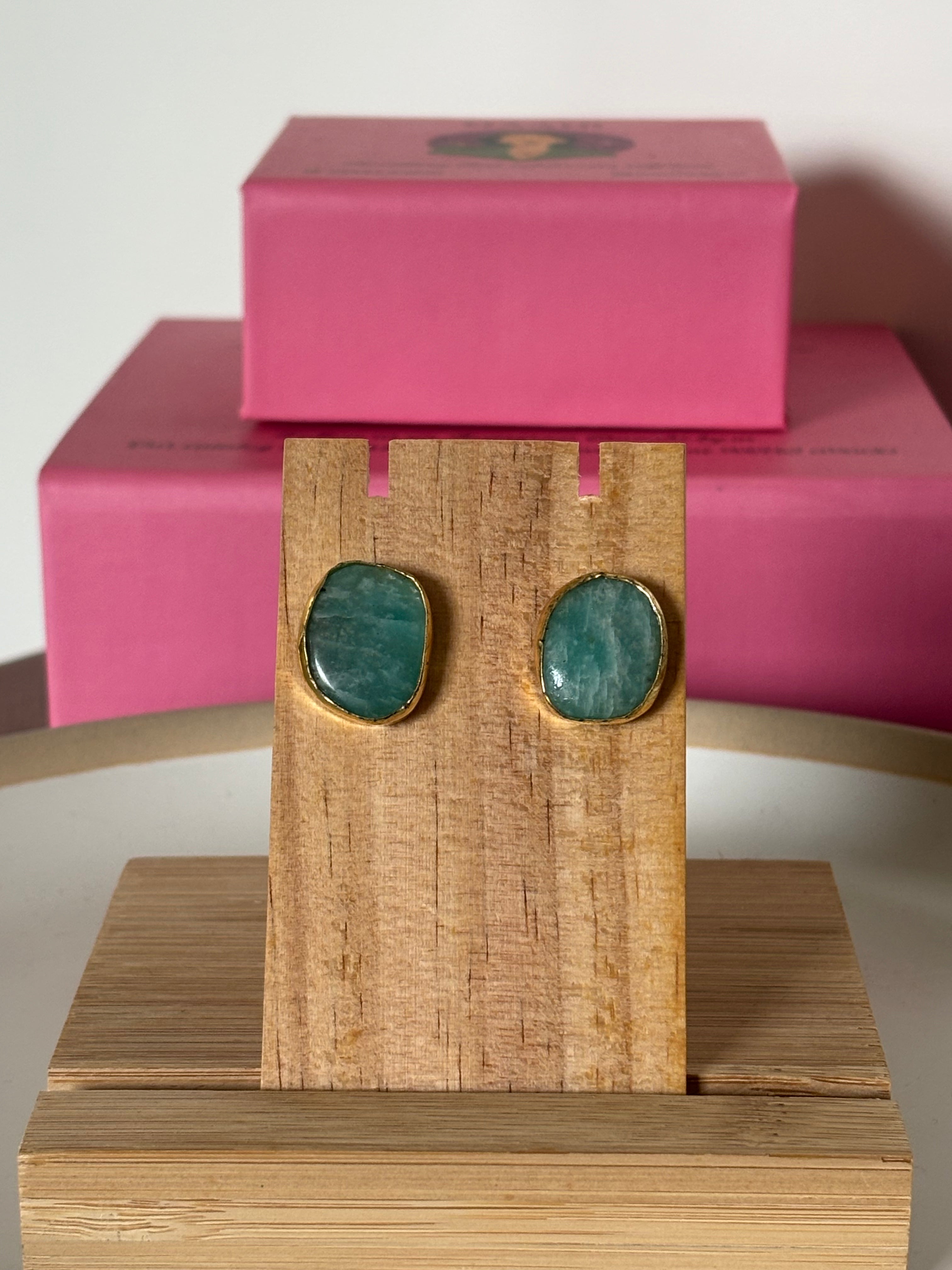 Amazonite Rough Shape Stud