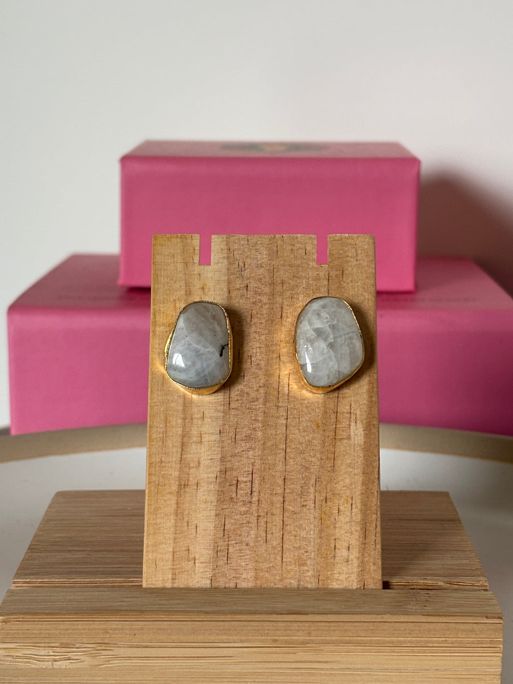 Moonstone Rough Shape Studs