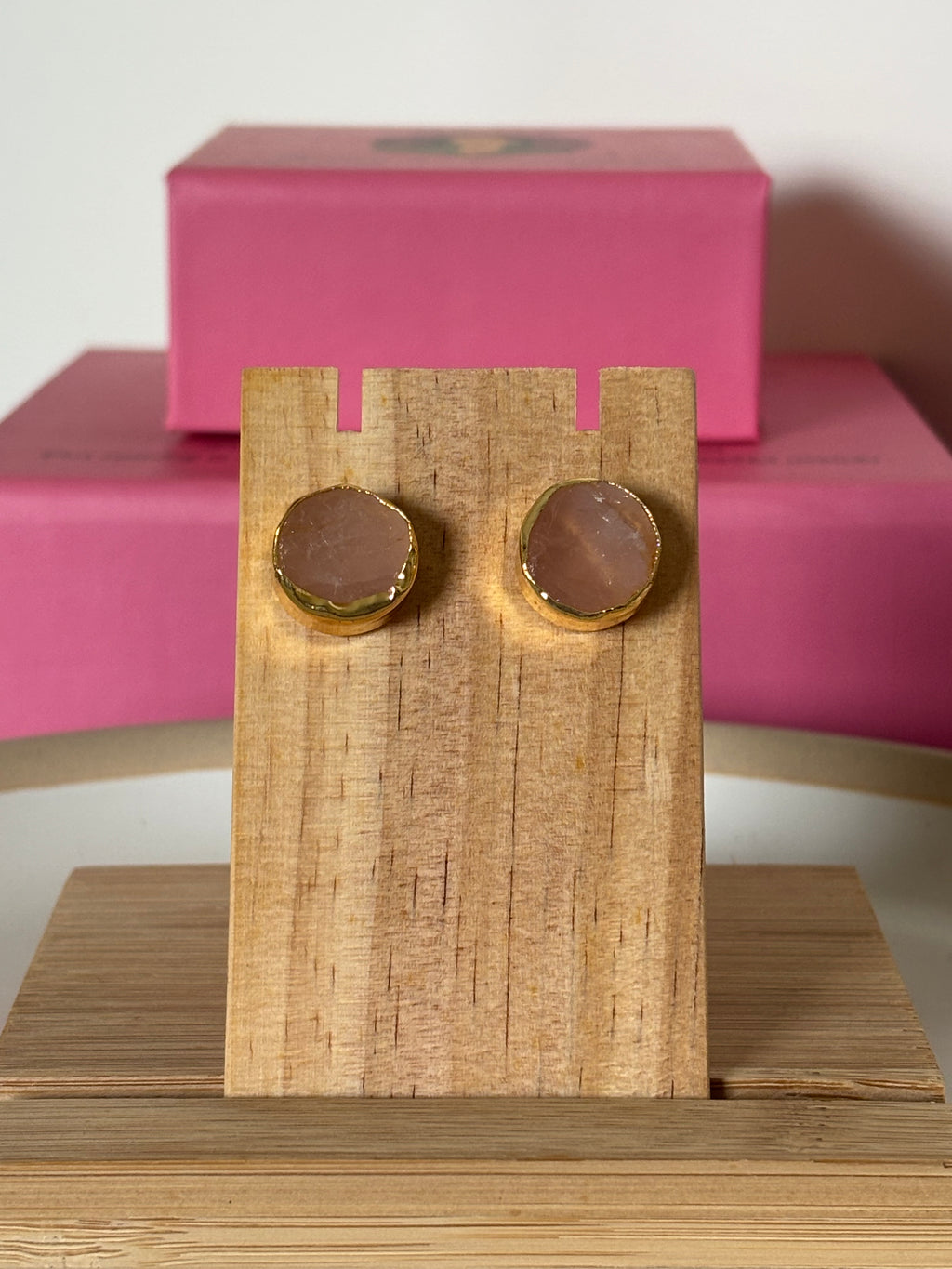 Rose Quartz Circular Studs