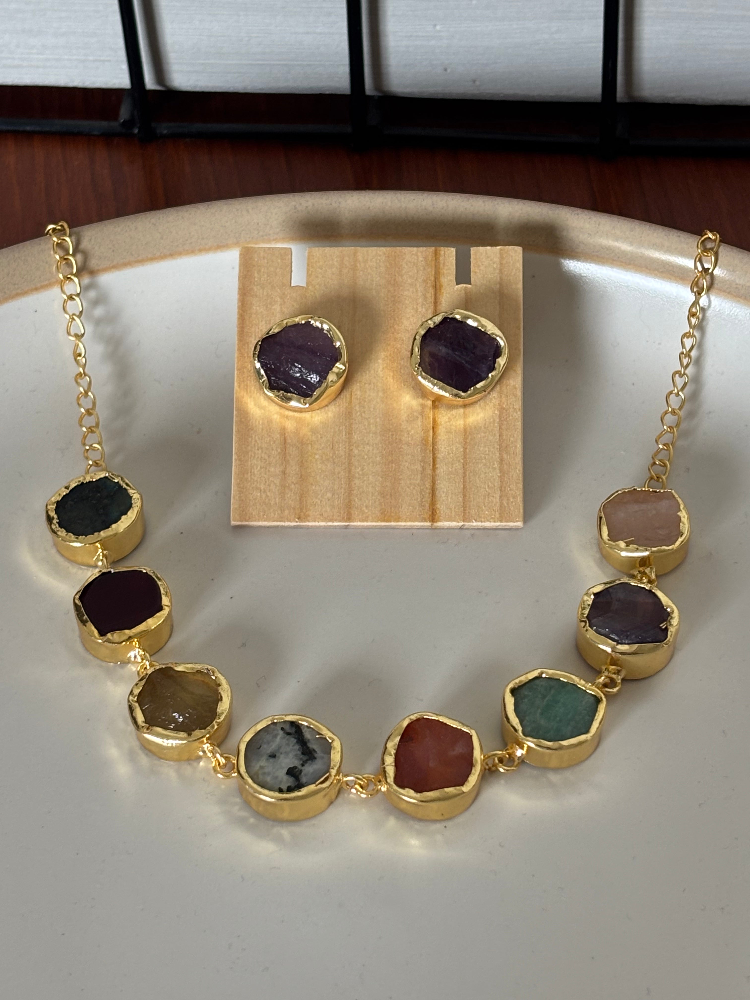 Multicolour Stone Choker Set 3