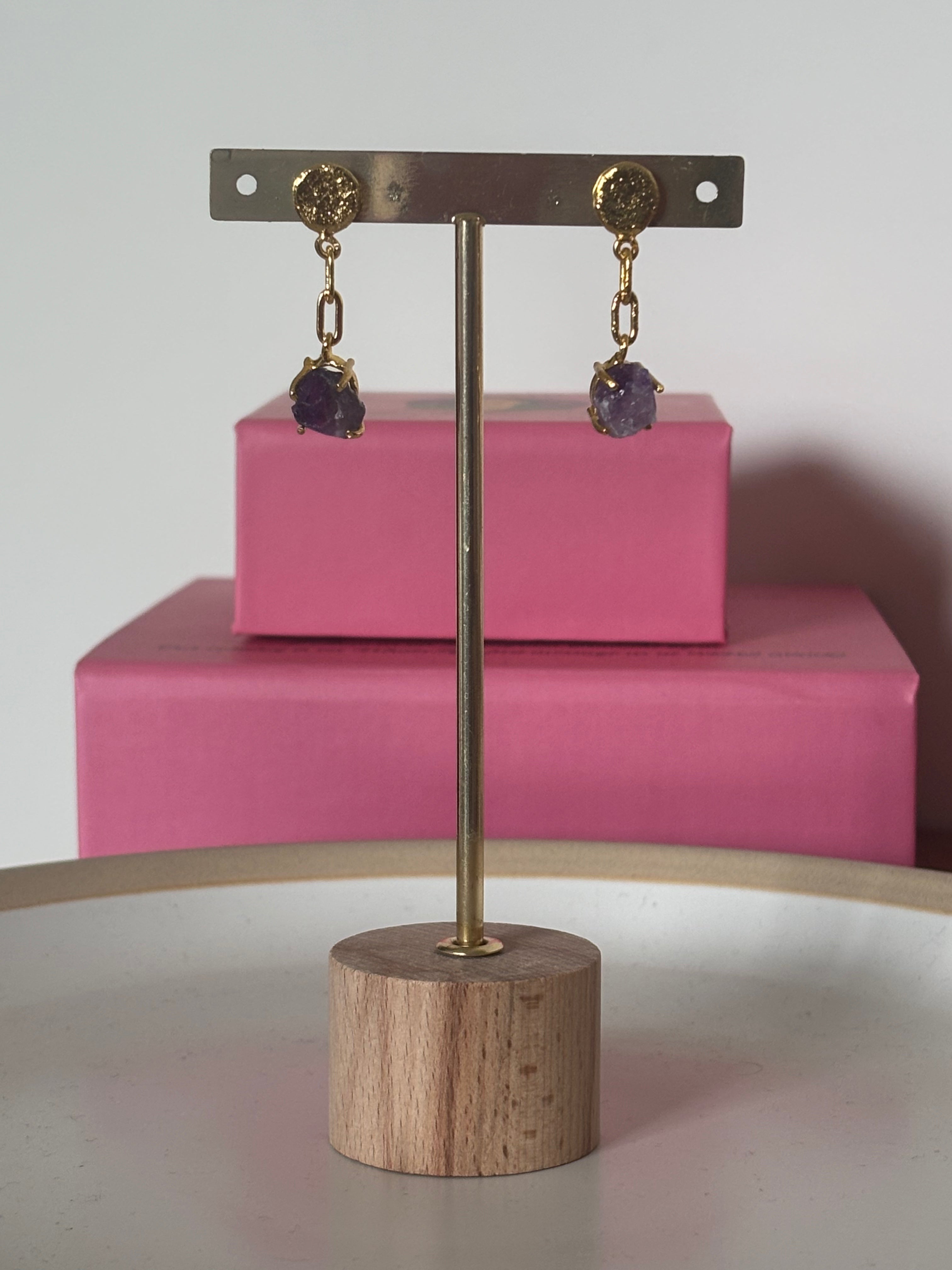 Amethyst Stone Drip Earrings