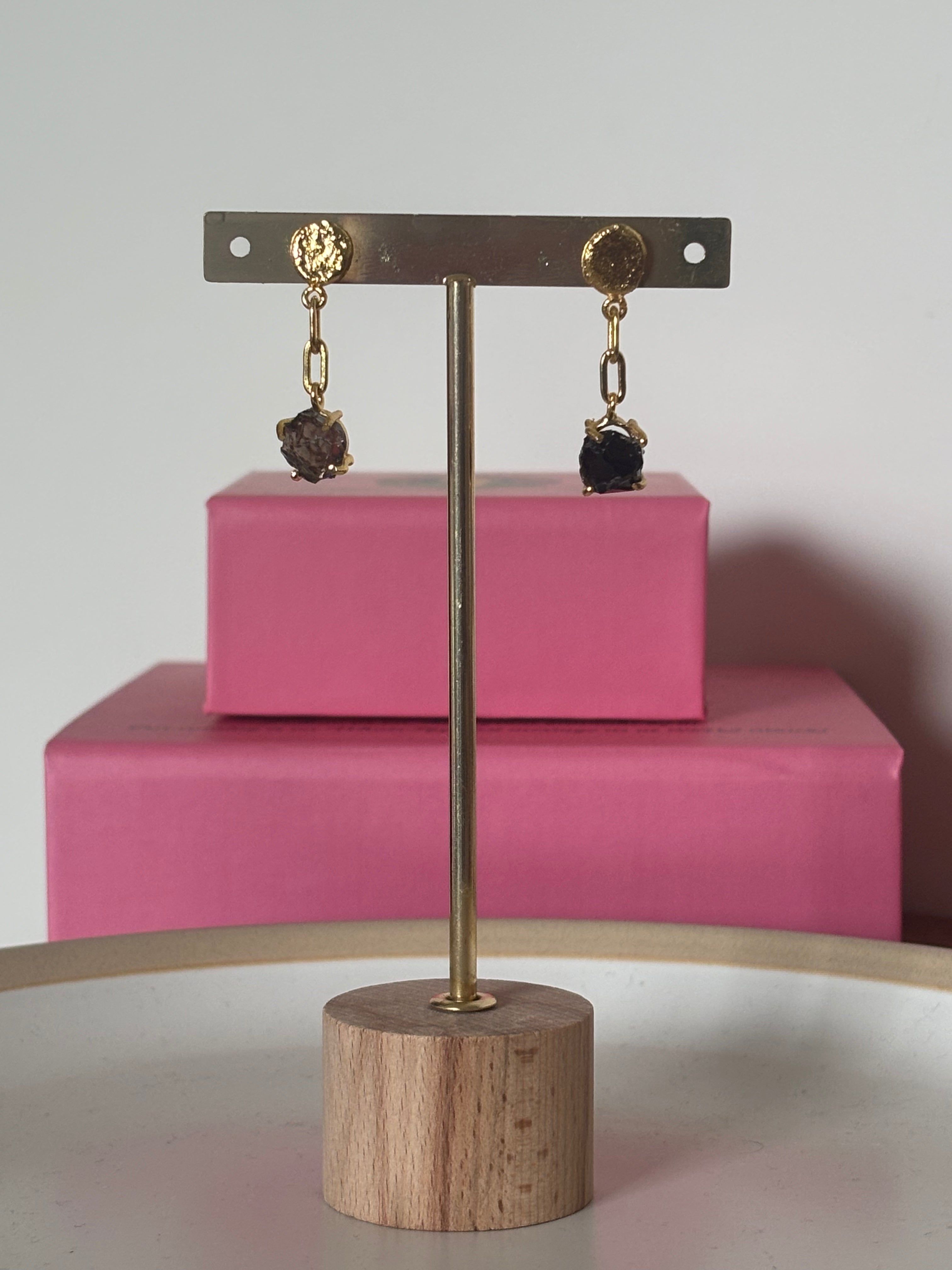 Black Onyx Stone Drip Earrings