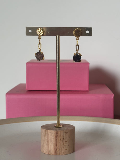 Black Onyx Stone Drip Earrings