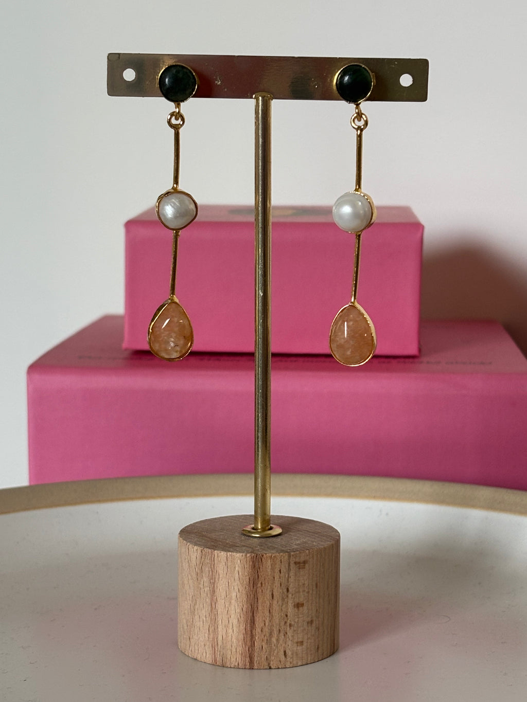 Green Aventurine Carnelian String Earring
