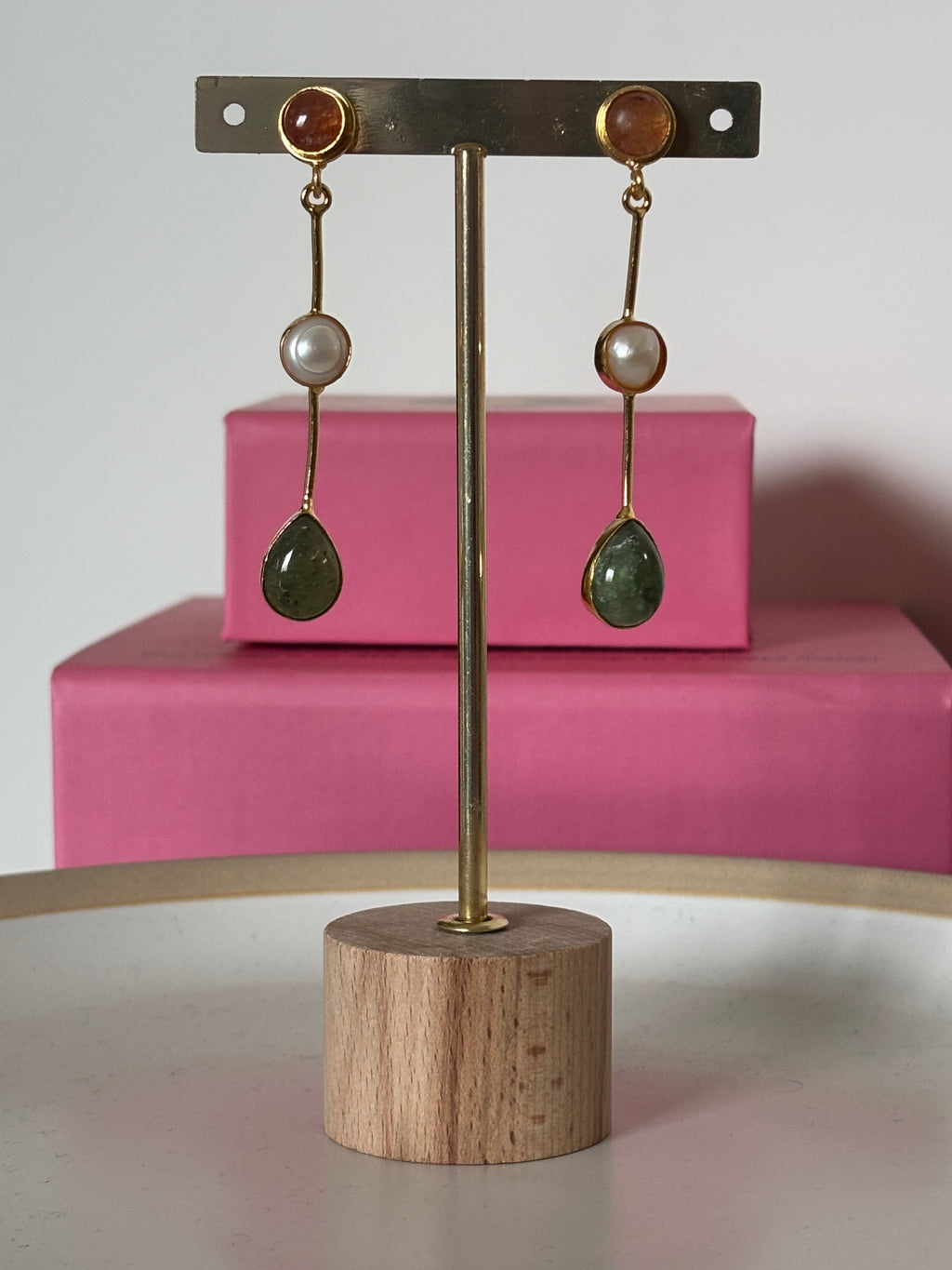Carnelian Aventurine String Earring