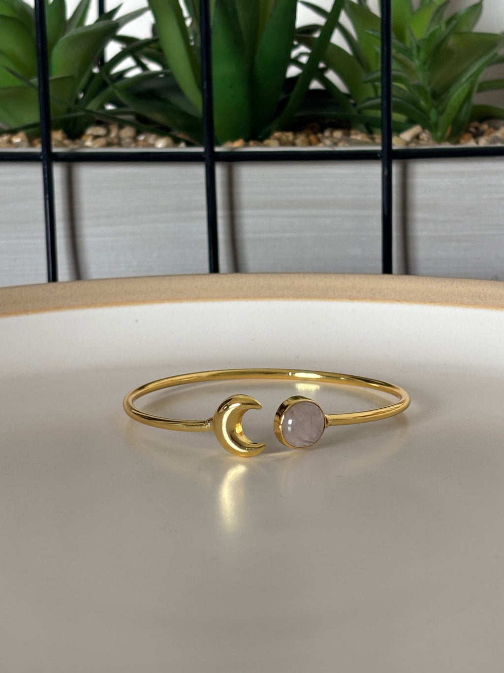 Rose Quartz Moon Cuff