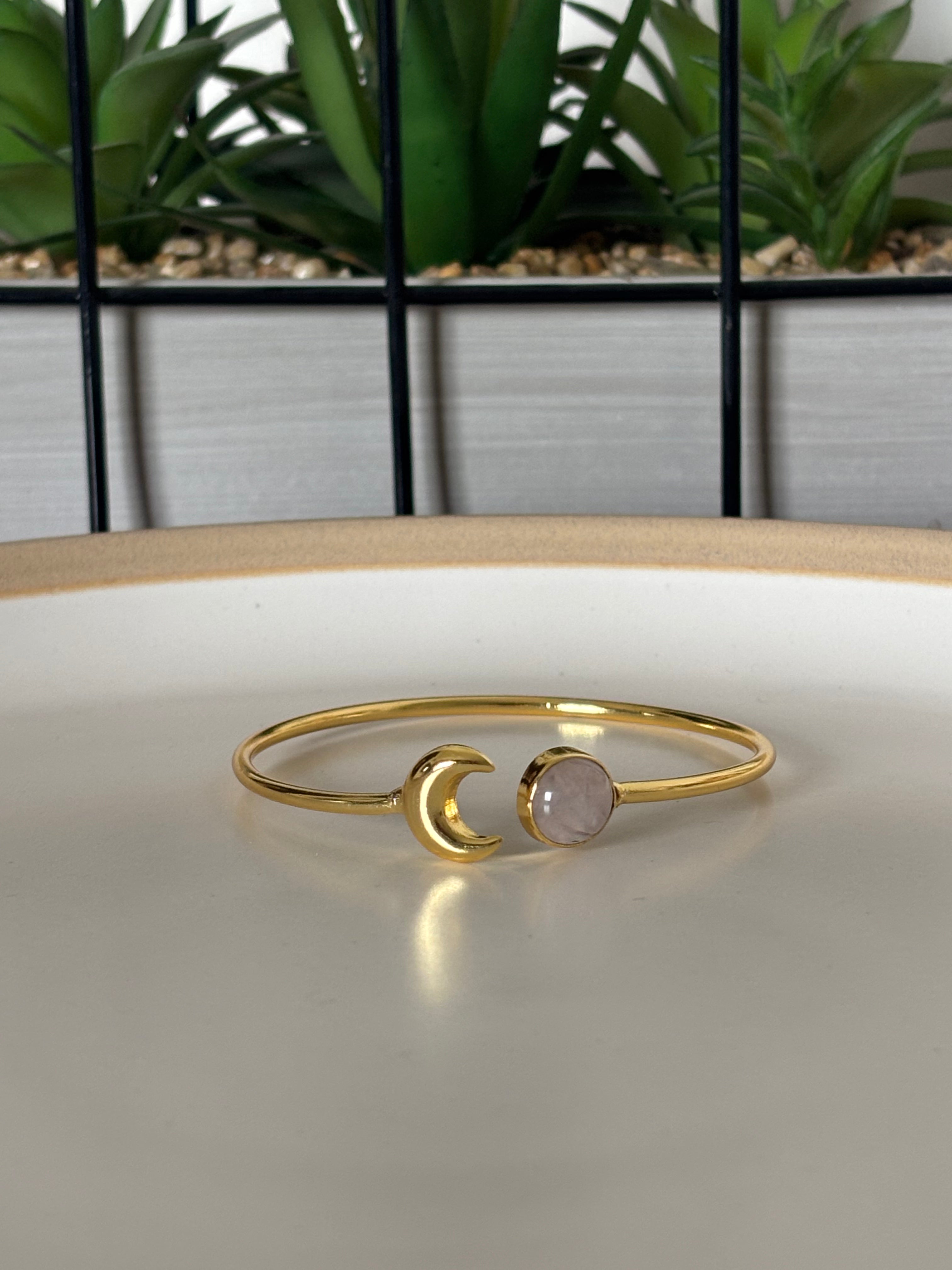 Rose Quartz Moon Cuff